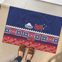 Personalised FAST Samoa Siapo Rubber Doormat Teuila Flowers Samoan Pattern - Polynesian Pride