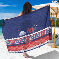 Personalised FAST Samoa Siapo Sarong Teuila Flowers Samoan Pattern LT14 One Size 44 x 66 inches Blue - Polynesian Pride