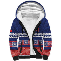 Personalised FAST Samoa Siapo Sherpa Hoodie Teuila Flowers Samoan Pattern LT14 Unisex Blue - Polynesian Pride