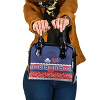 Personalised FAST Samoa Siapo Shoulder Handbag Teuila Flowers Samoan Pattern LT14 One Size Blue - Polynesian Pride