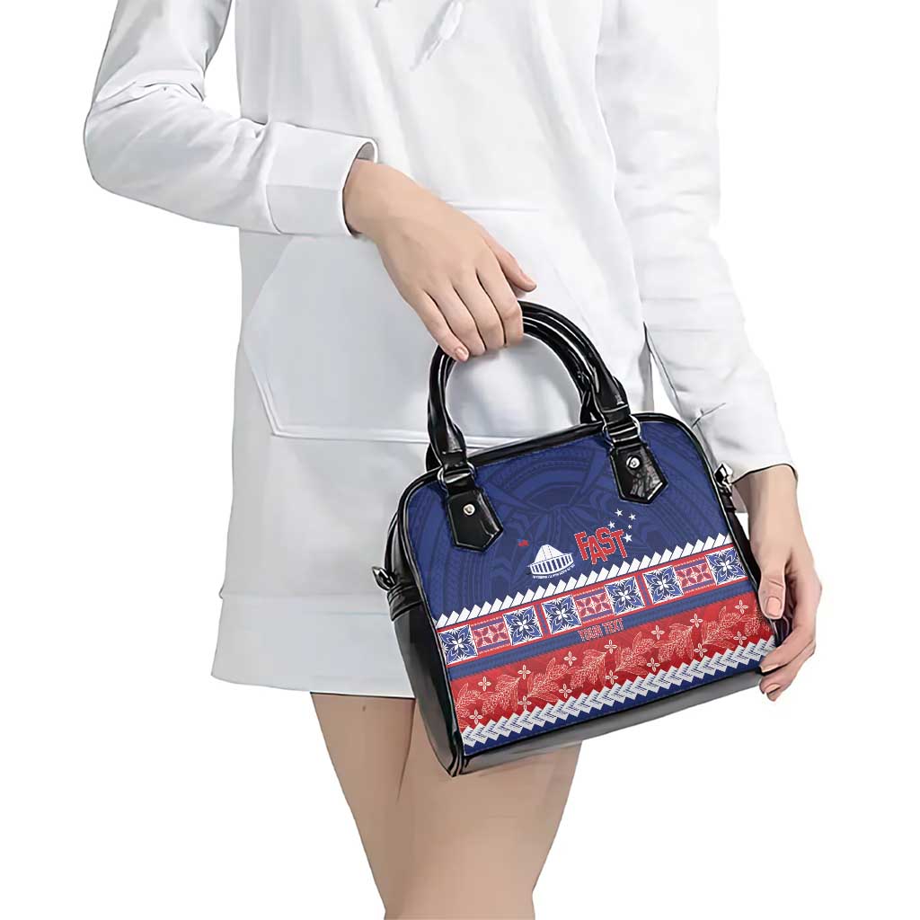 Personalised FAST Samoa Siapo Shoulder Handbag Teuila Flowers Samoan Pattern LT14 - Polynesian Pride