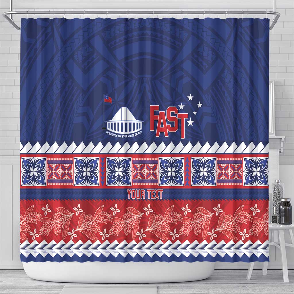 Personalised FAST Samoa Siapo Shower Curtain Teuila Flowers Samoan Pattern LT14 - Polynesian Pride