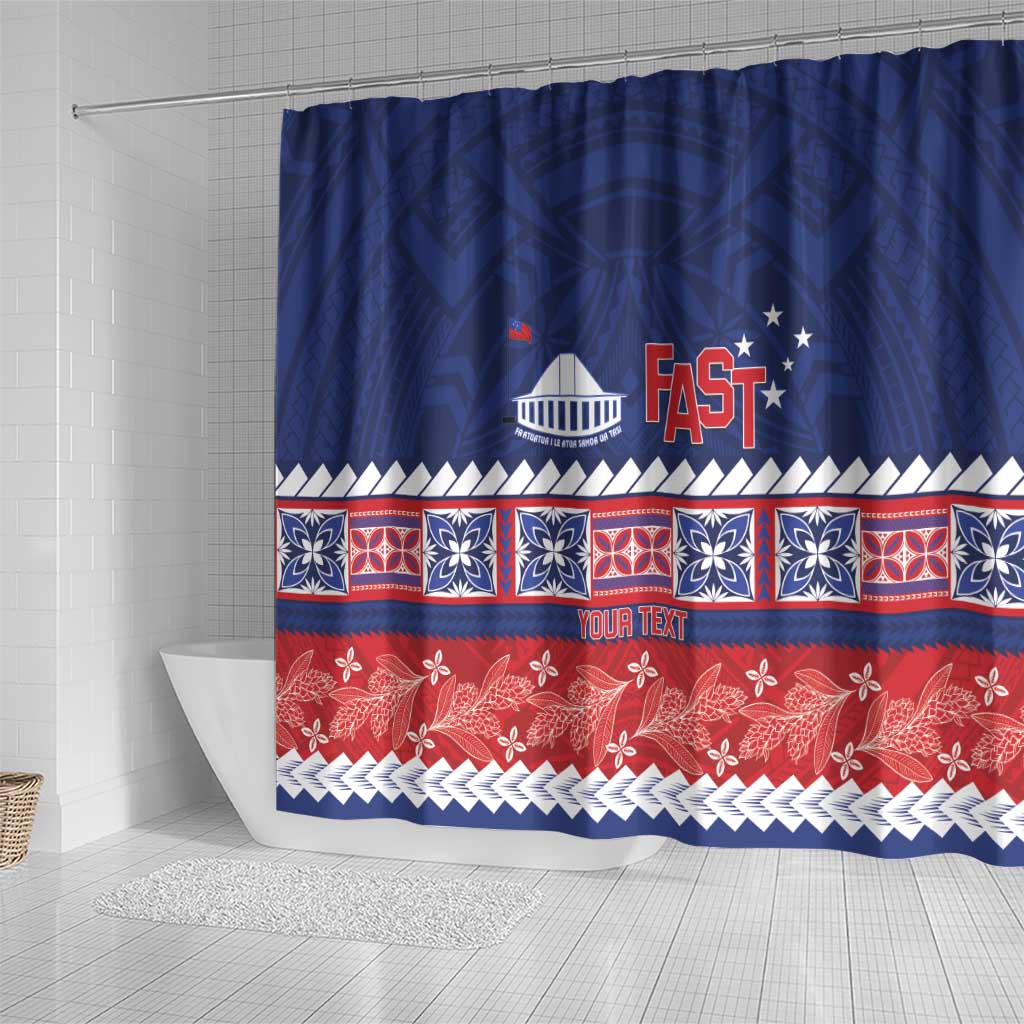 Personalised FAST Samoa Siapo Shower Curtain Teuila Flowers Samoan Pattern LT14 - Polynesian Pride