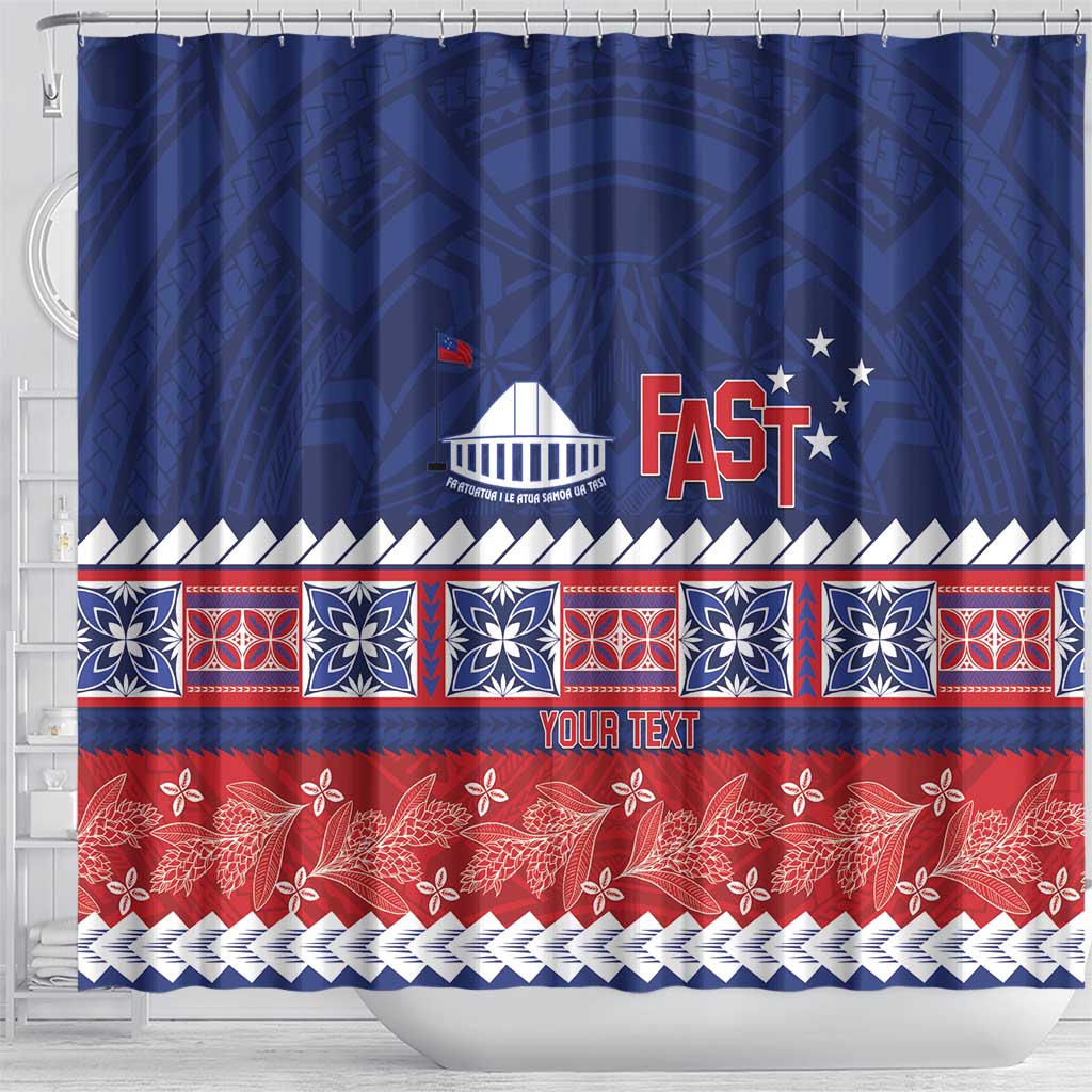 Personalised FAST Samoa Siapo Shower Curtain Teuila Flowers Samoan Pattern LT14 - Polynesian Pride