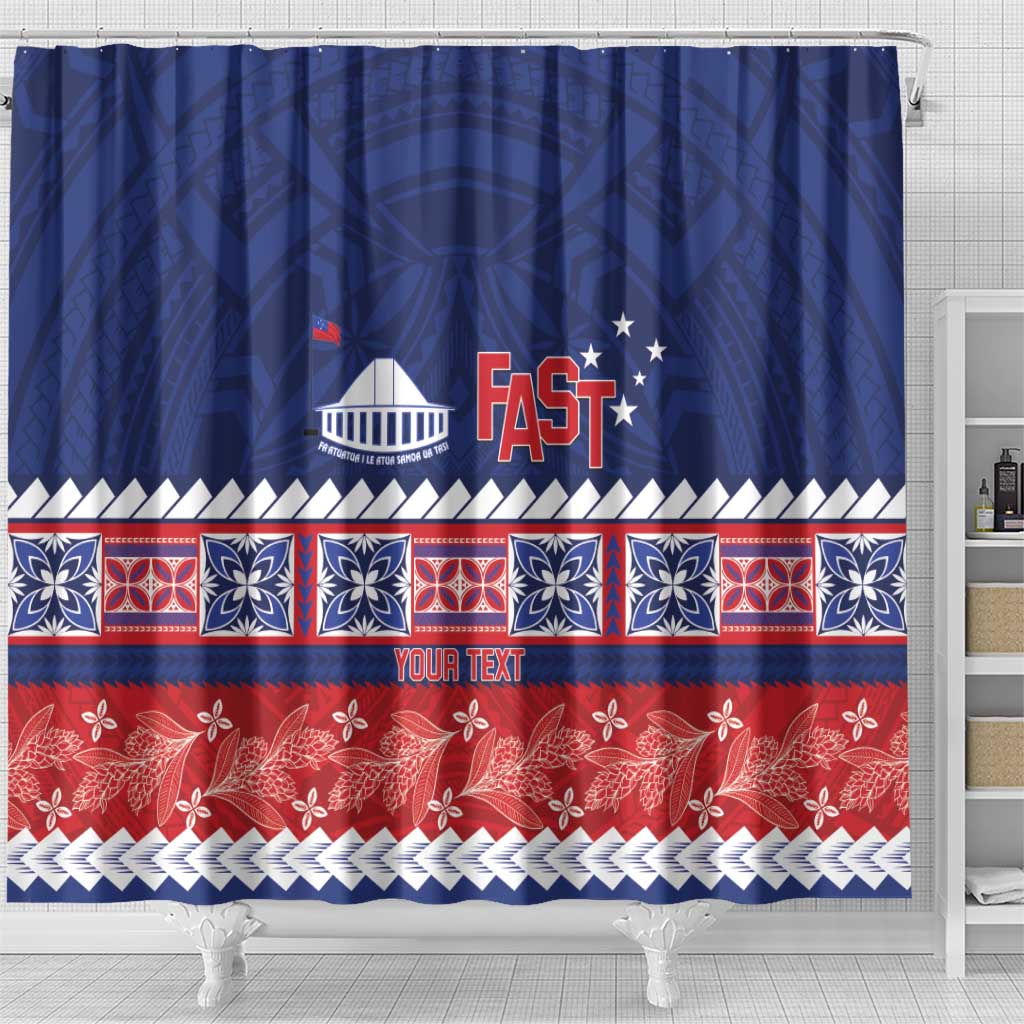 Personalised FAST Samoa Siapo Shower Curtain Teuila Flowers Samoan Pattern LT14 - Polynesian Pride