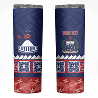 Personalised FAST Samoa Siapo Skinny Tumbler Teuila Flowers Samoan Pattern - Polynesian Pride