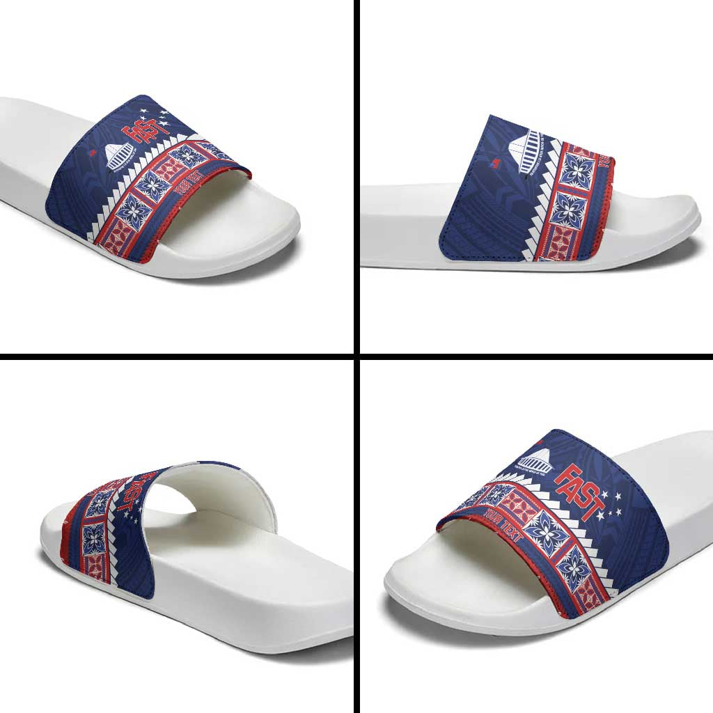 Personalised FAST Samoa Siapo Slide Sandals Teuila Flowers Samoan Pattern LT14 - Polynesian Pride