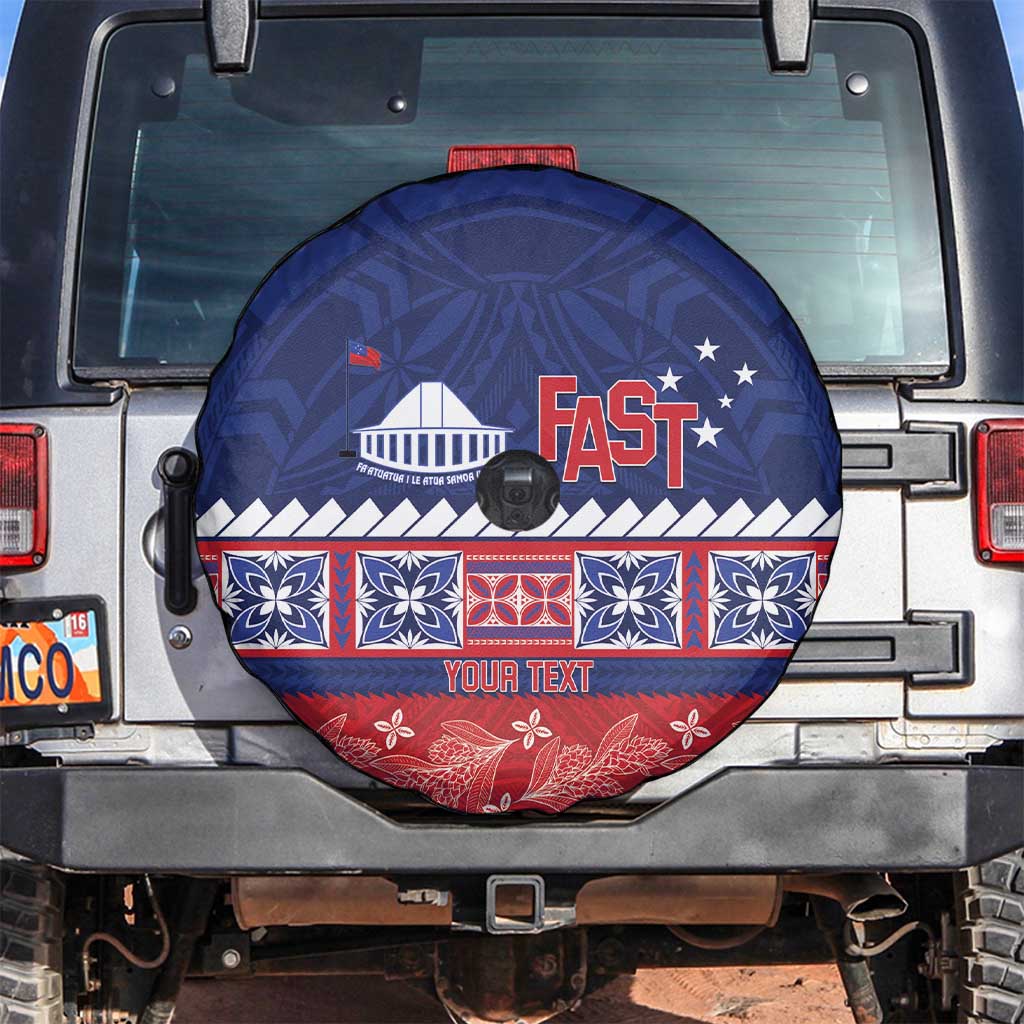 Personalised FAST Samoa Siapo Spare Tire Cover Teuila Flowers Samoan Pattern LT14 Blue - Polynesian Pride