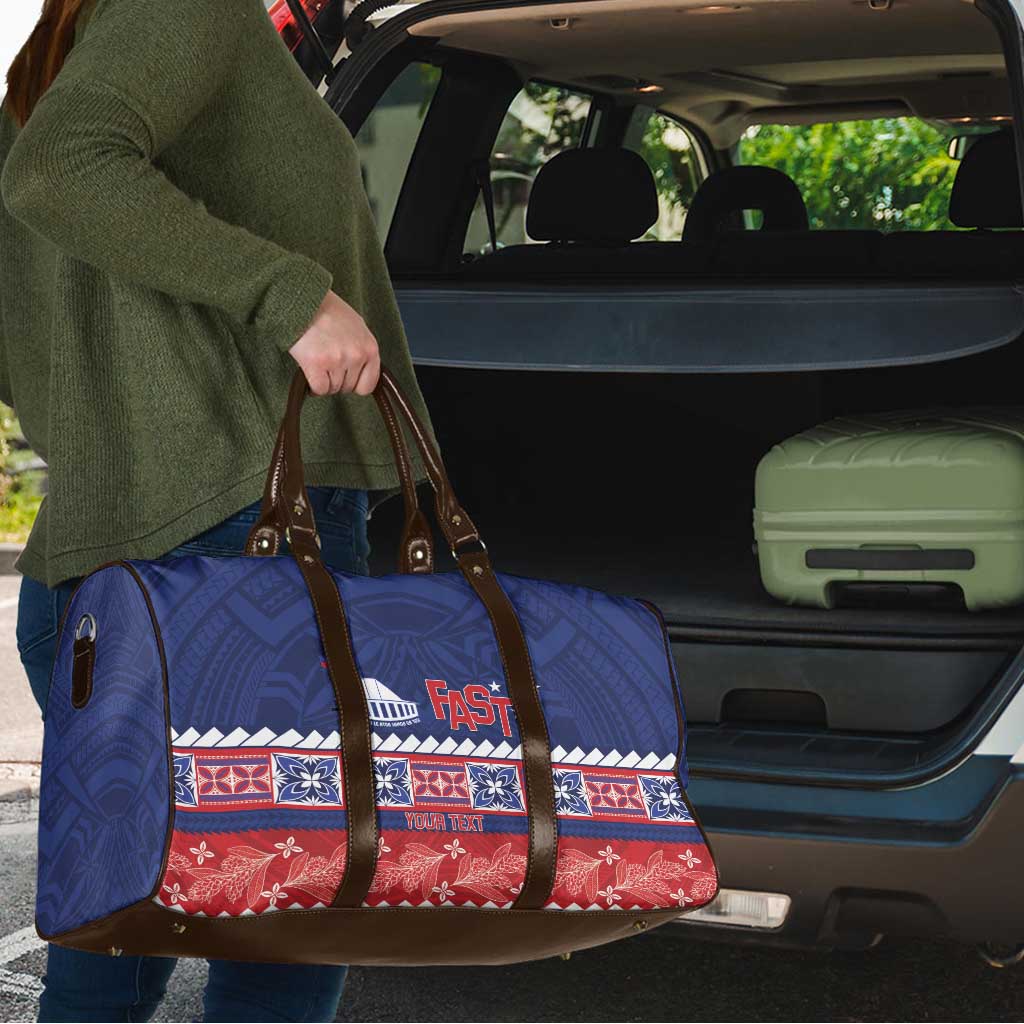 Personalised FAST Samoa Siapo Travel Bag Teuila Flowers Samoan Pattern - Polynesian Pride