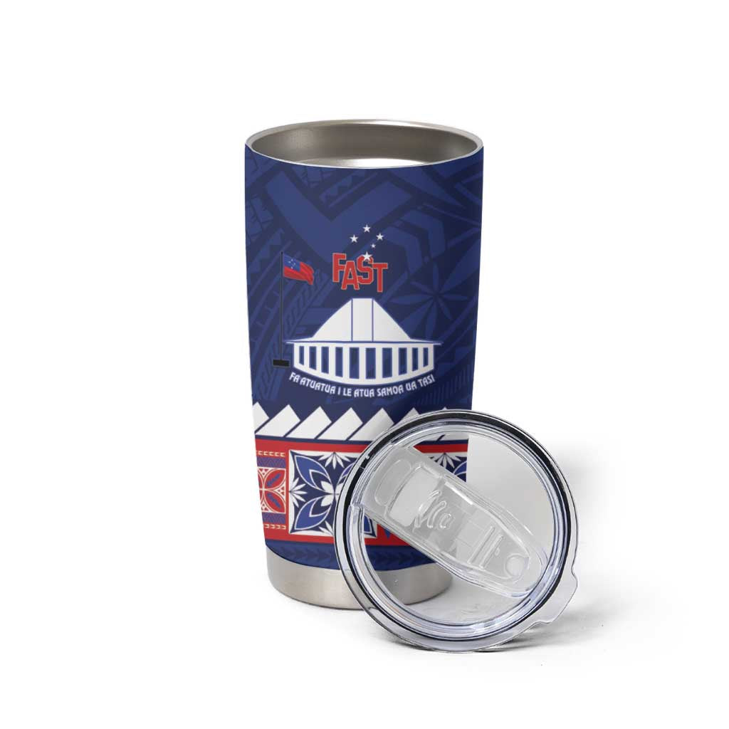 Personalised FAST Samoa Siapo Tumbler Cup Teuila Flowers Samoan Pattern - Polynesian Pride