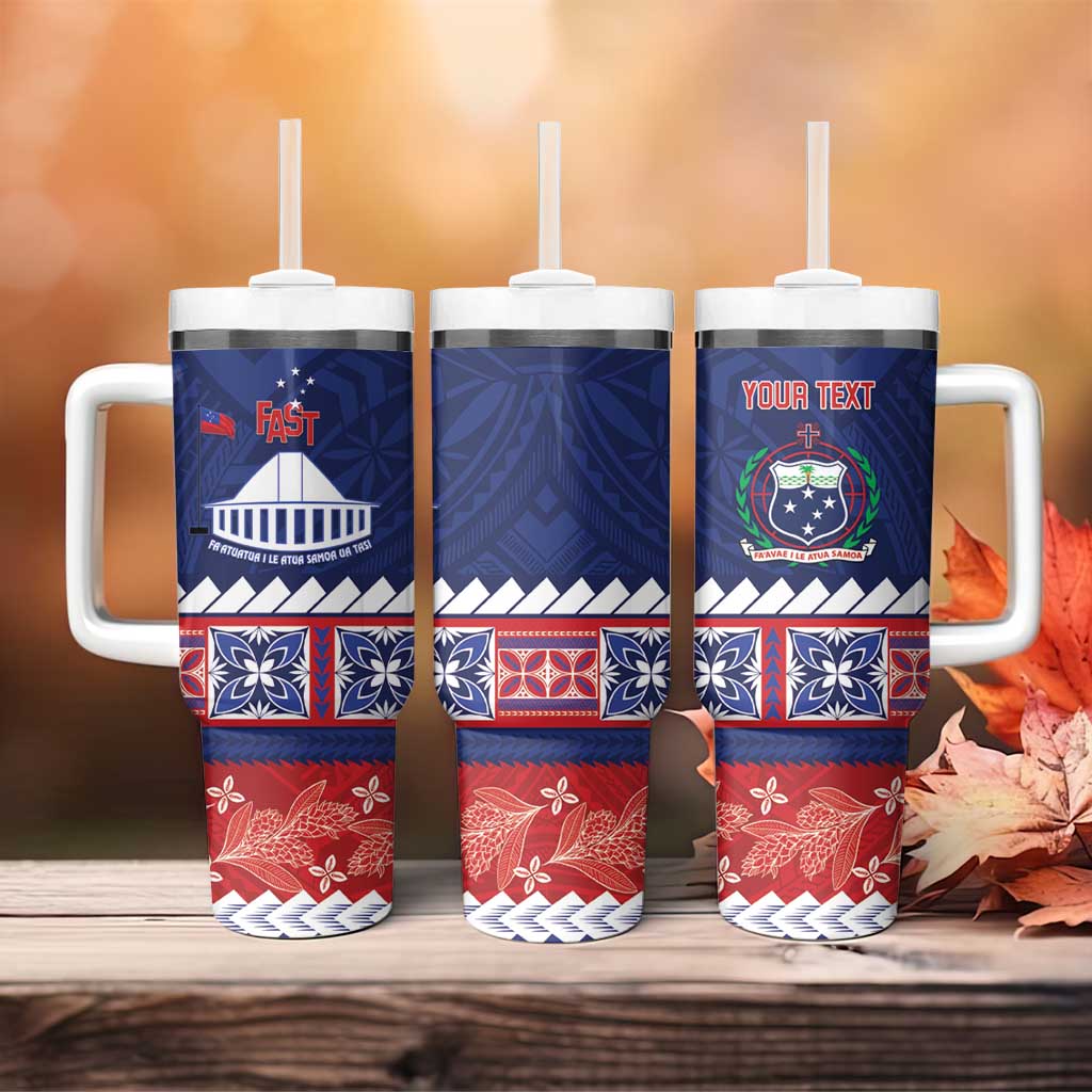 Personalised FAST Samoa Siapo Tumbler With Handle Teuila Flowers Samoan Pattern LT14 - Polynesian Pride