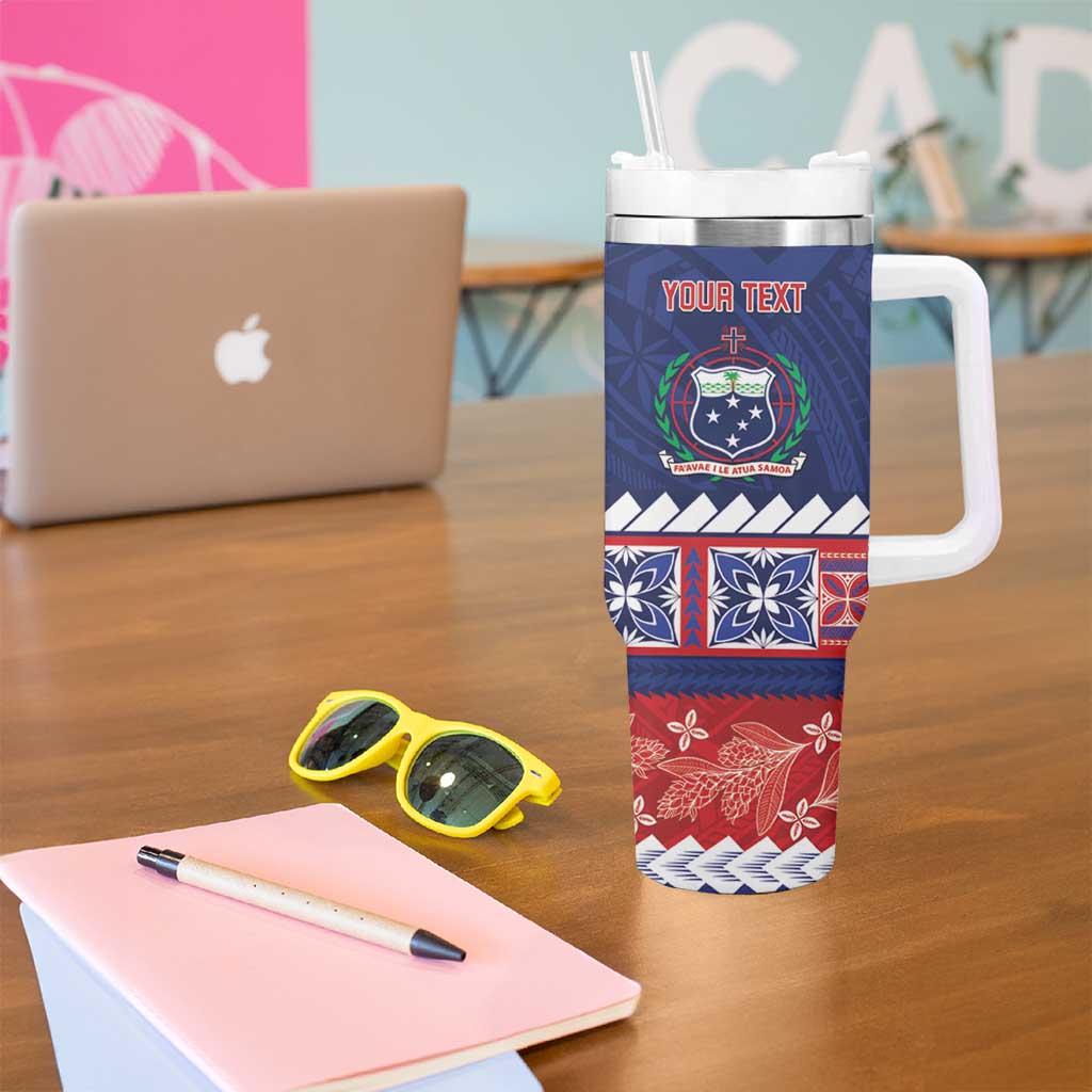 Personalised FAST Samoa Siapo Tumbler With Handle Teuila Flowers Samoan Pattern LT14 - Polynesian Pride