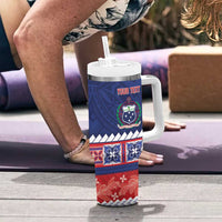 Personalised FAST Samoa Siapo Tumbler With Handle Teuila Flowers Samoan Pattern LT14 - Polynesian Pride