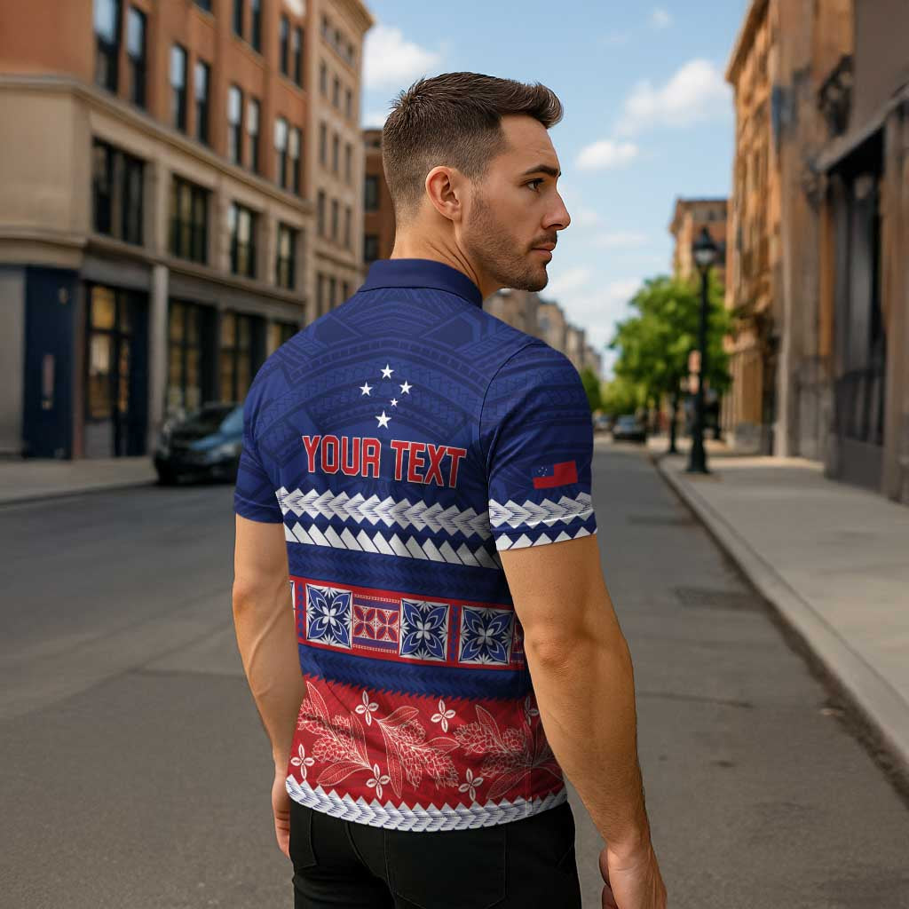 Personalised FAST Samoa Siapo Zipper Polo Shirt Teuila Flowers Samoan Pattern - Polynesian Pride