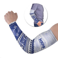 Personalised HRPP Samoa Siapo Arm Sleeves Teuila Flowers Samoan Pattern LT14 Set of 2 White - Polynesian Pride