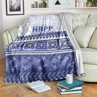 HRPP Samoa Siapo Blanket Teuila Flowers Samoan Pattern LT14 White - Polynesian Pride