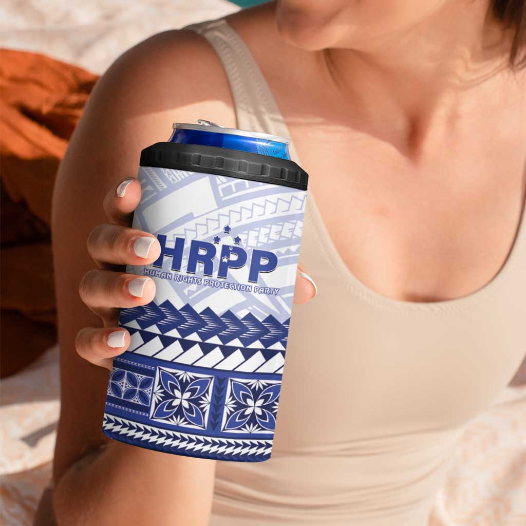 Personalised HRPP Samoa Siapo 4 in 1 Can Cooler Tumbler Teuila Flowers Samoan Pattern - Polynesian Pride