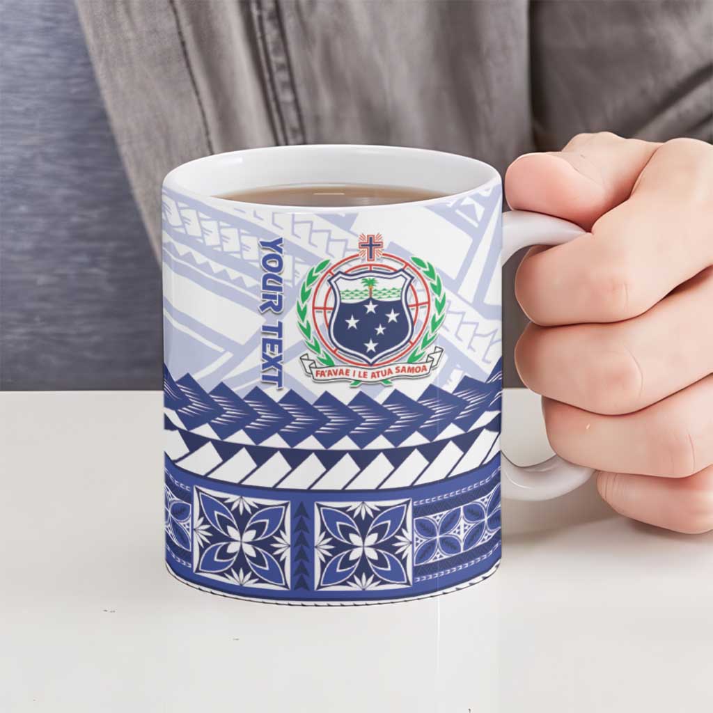 Personalised HRPP Samoa Siapo Ceramic Mug Teuila Flowers Samoan Pattern - Polynesian Pride