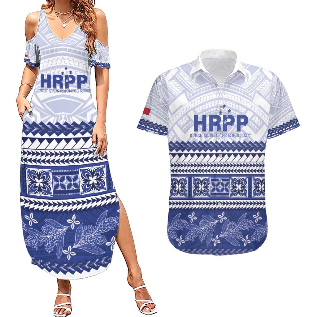 Personalised HRPP Samoa Siapo Couples Matching Summer Maxi Dress and Hawaiian Shirt Teuila Flowers Samoan Pattern - Polynesian Pride