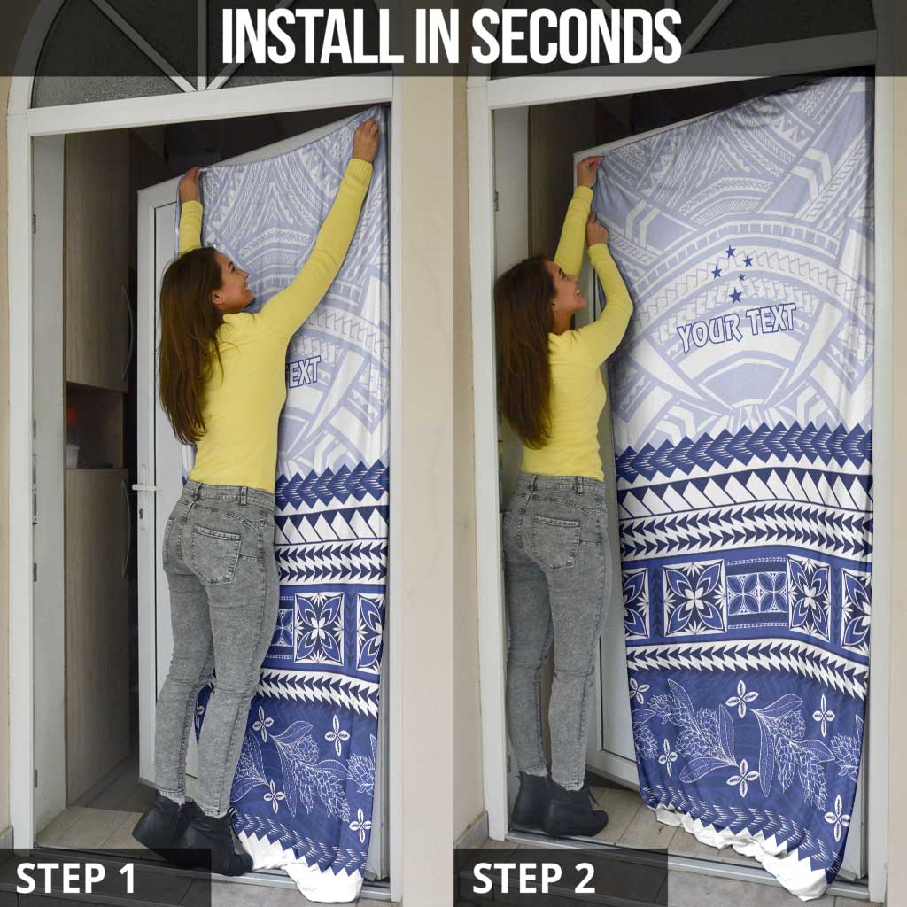 Personalised HRPP Samoa Siapo Door Cover Teuila Flowers Samoan Pattern - Polynesian Pride