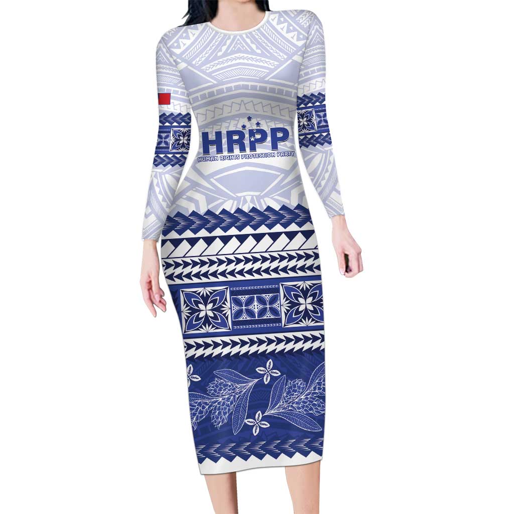 Personalised HRPP Samoa Siapo Family Matching Long Sleeve Bodycon Dress and Hawaiian Shirt Teuila Flowers Samoan Pattern - Polynesian Pride