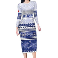 Personalised HRPP Samoa Siapo Family Matching Long Sleeve Bodycon Dress and Hawaiian Shirt Teuila Flowers Samoan Pattern - Polynesian Pride