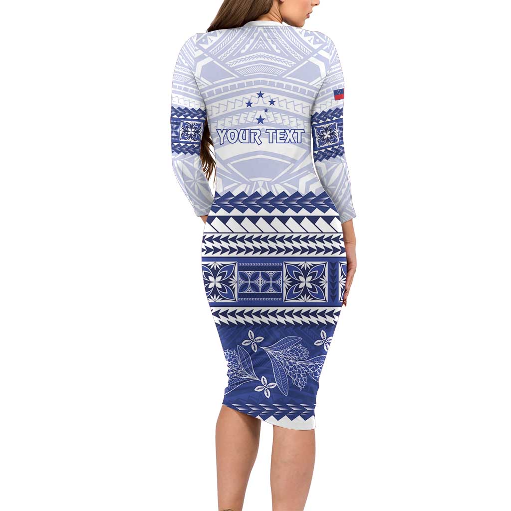Personalised HRPP Samoa Siapo Family Matching Long Sleeve Bodycon Dress and Hawaiian Shirt Teuila Flowers Samoan Pattern - Polynesian Pride