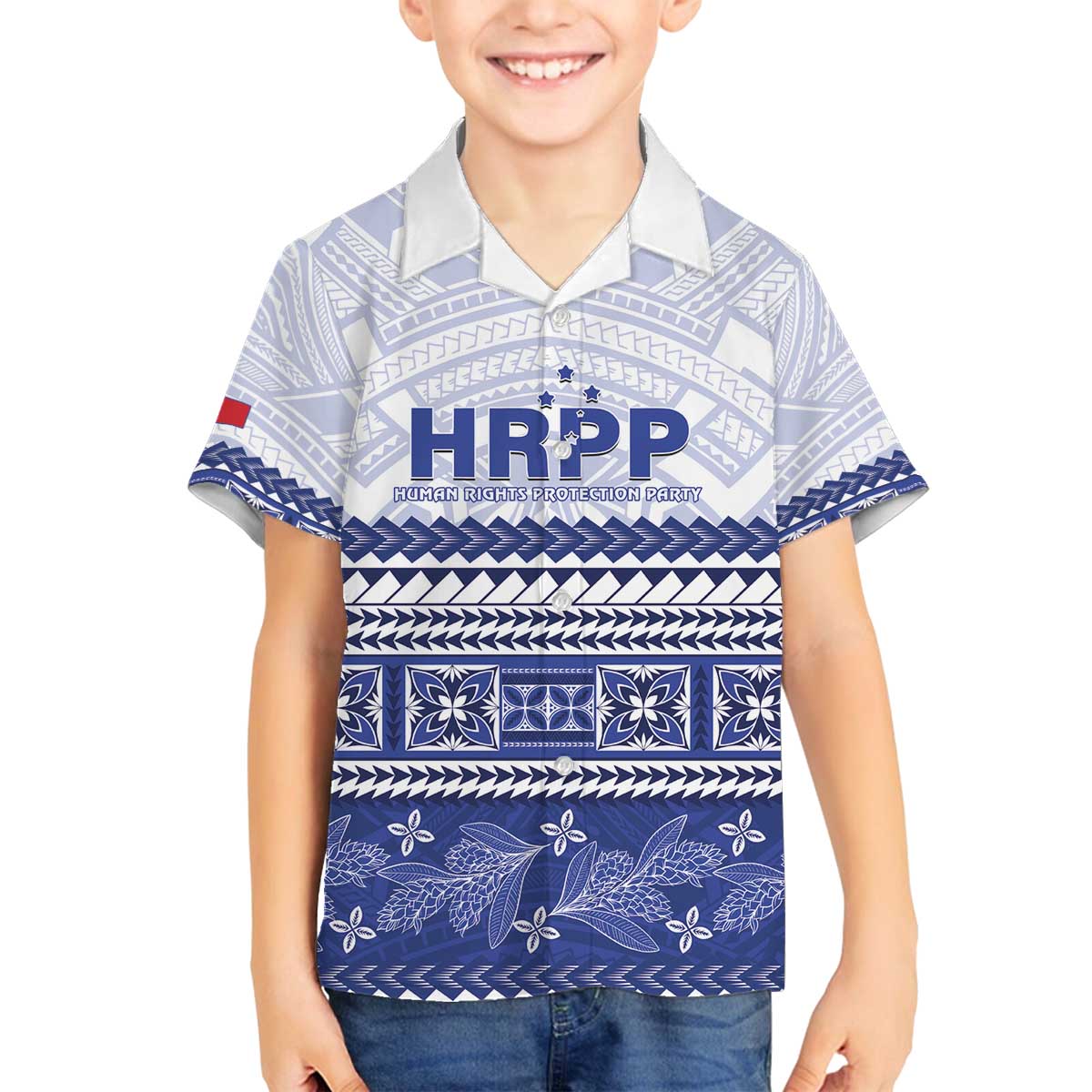 Personalised HRPP Samoa Siapo Family Matching Off The Shoulder Long Sleeve Dress and Hawaiian Shirt Teuila Flowers Samoan Pattern - Polynesian Pride