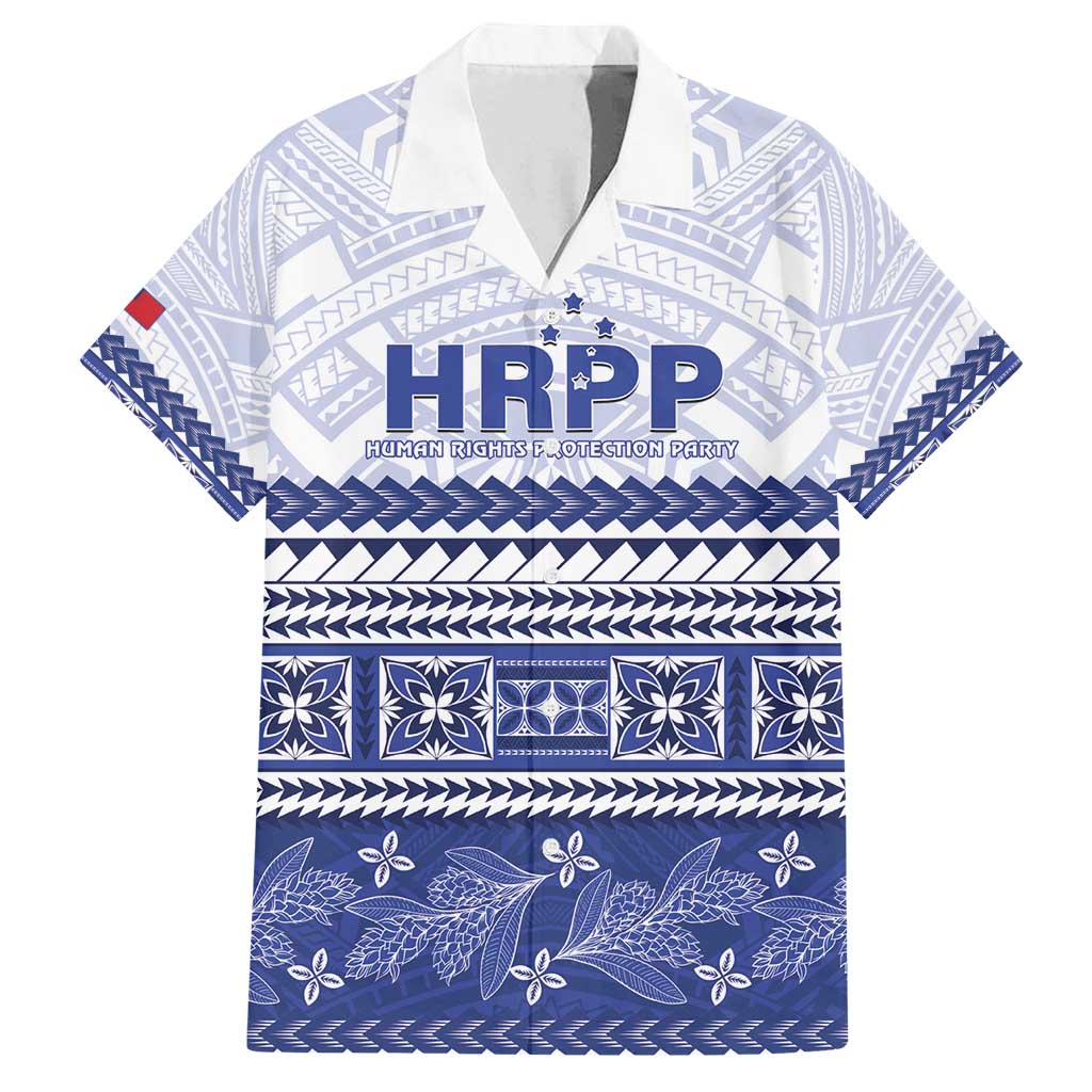 Personalised HRPP Samoa Siapo Family Matching Off Shoulder Maxi Dress and Hawaiian Shirt Teuila Flowers Samoan Pattern LT14 Dad's Shirt - Short Sleeve White - Polynesian Pride