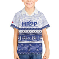 Personalised HRPP Samoa Siapo Family Matching Off Shoulder Maxi Dress and Hawaiian Shirt Teuila Flowers Samoan Pattern LT14 Son's Shirt White - Polynesian Pride
