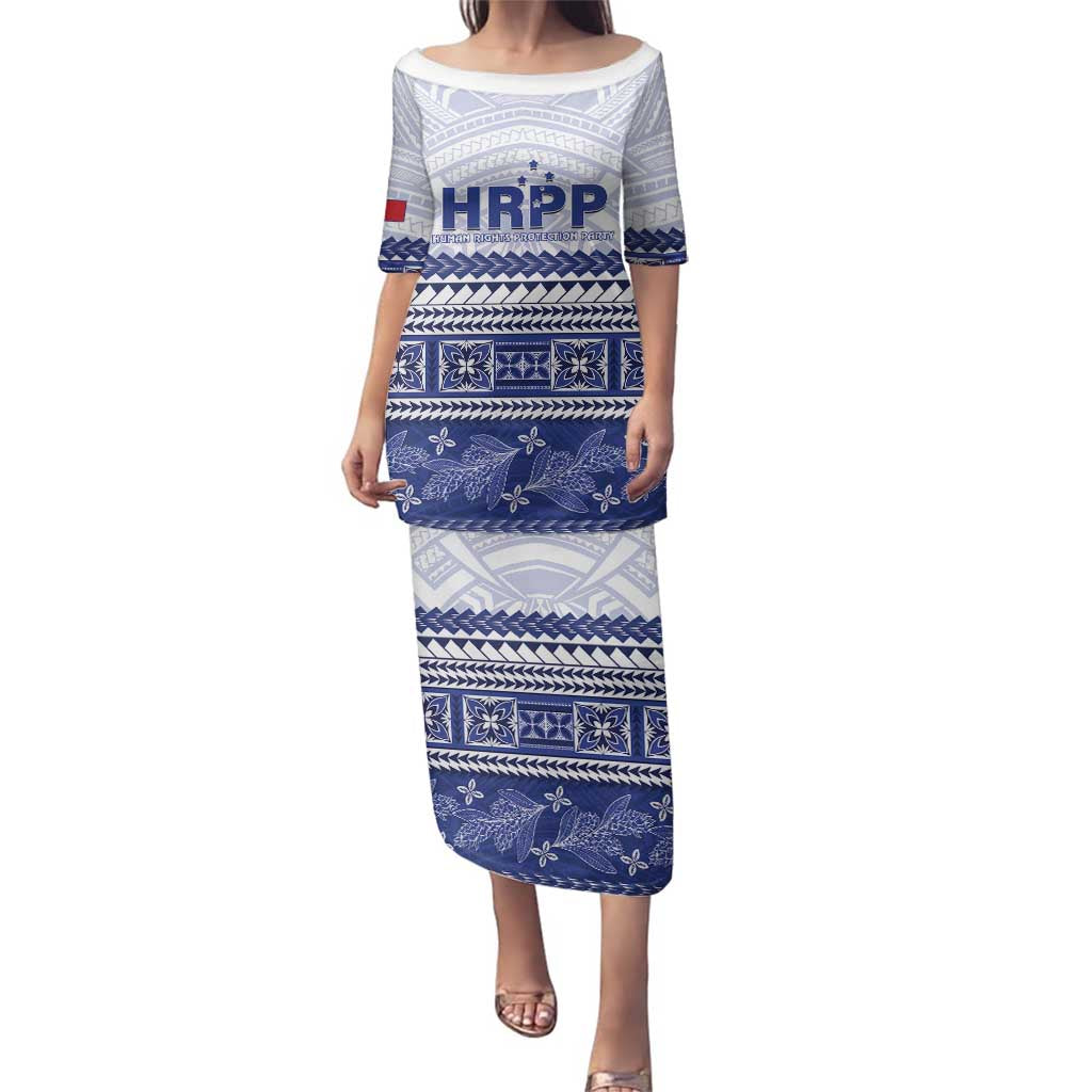Personalised HRPP Samoa Siapo Family Matching Puletasi and Hawaiian Shirt Teuila Flowers Samoan Pattern LT14 Mom's Dress White - Polynesian Pride