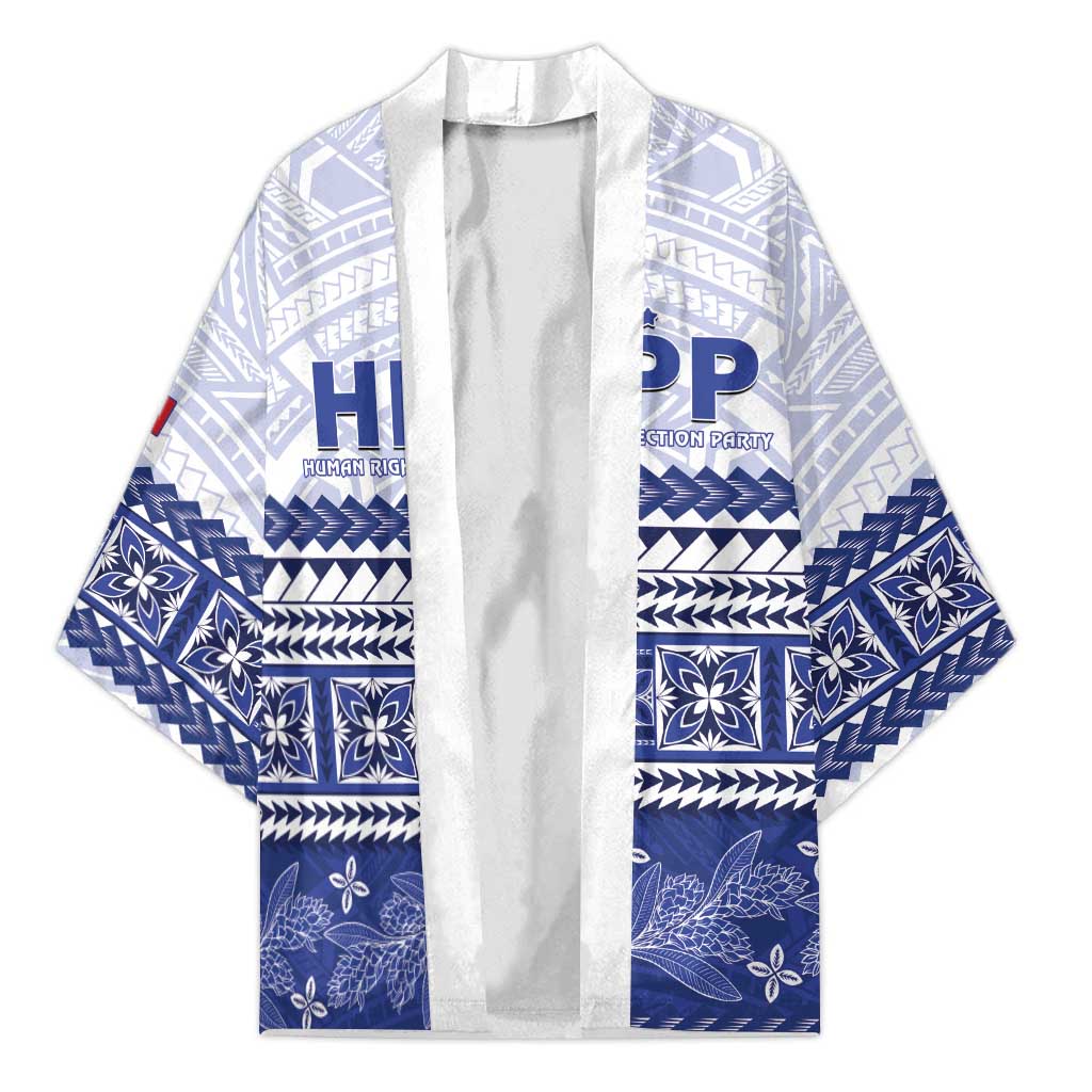 Personalised HRPP Samoa Siapo Kimono Teuila Flowers Samoan Pattern LT14 Unisex White - Polynesian Pride