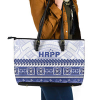 HRPP Samoa Siapo Leather Tote Bag Teuila Flowers Samoan Pattern LT14 - Polynesian Pride