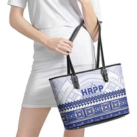 HRPP Samoa Siapo Leather Tote Bag Teuila Flowers Samoan Pattern LT14 - Polynesian Pride