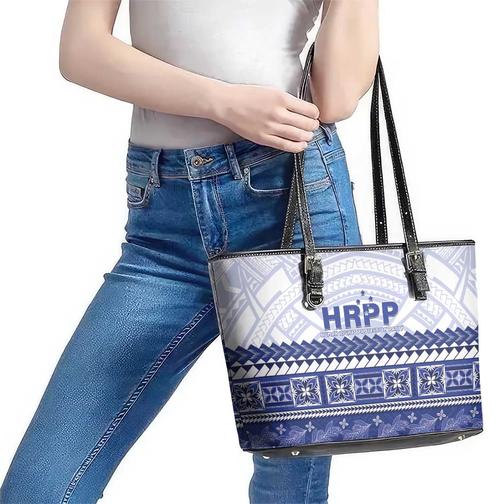 HRPP Samoa Siapo Leather Tote Bag Teuila Flowers Samoan Pattern LT14 - Polynesian Pride