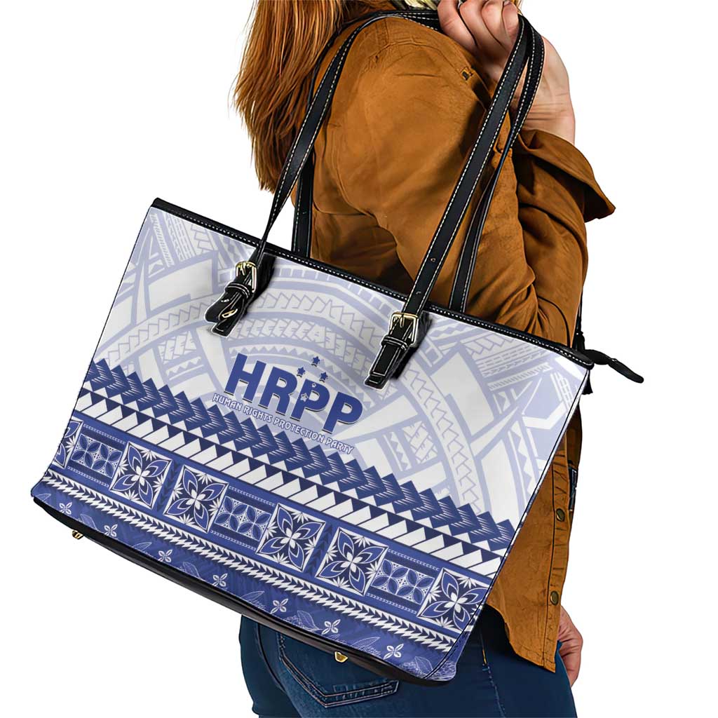 HRPP Samoa Siapo Leather Tote Bag Teuila Flowers Samoan Pattern LT14 - Polynesian Pride