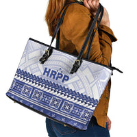 HRPP Samoa Siapo Leather Tote Bag Teuila Flowers Samoan Pattern LT14 - Polynesian Pride