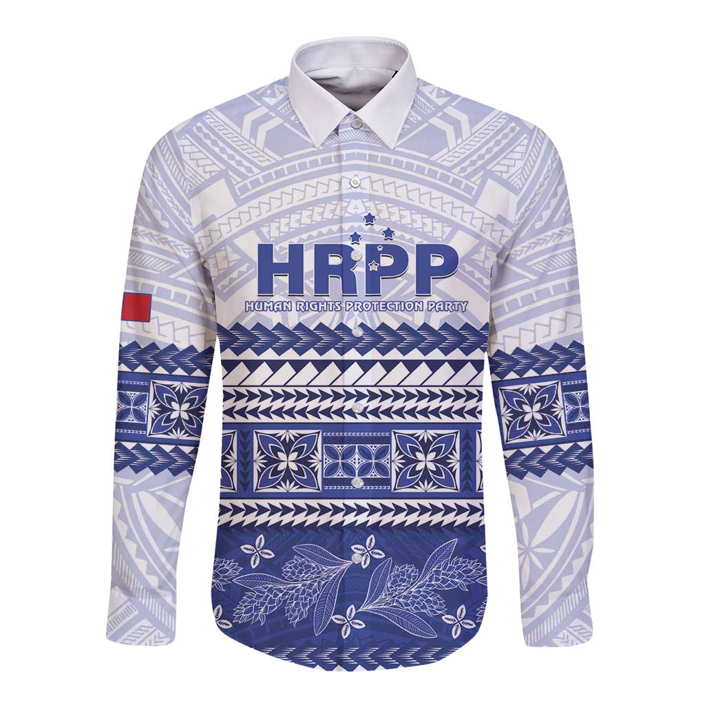 Personalised HRPP Samoa Siapo Long Sleeve Button Shirt Teuila Flowers Samoan Pattern - Polynesian Pride