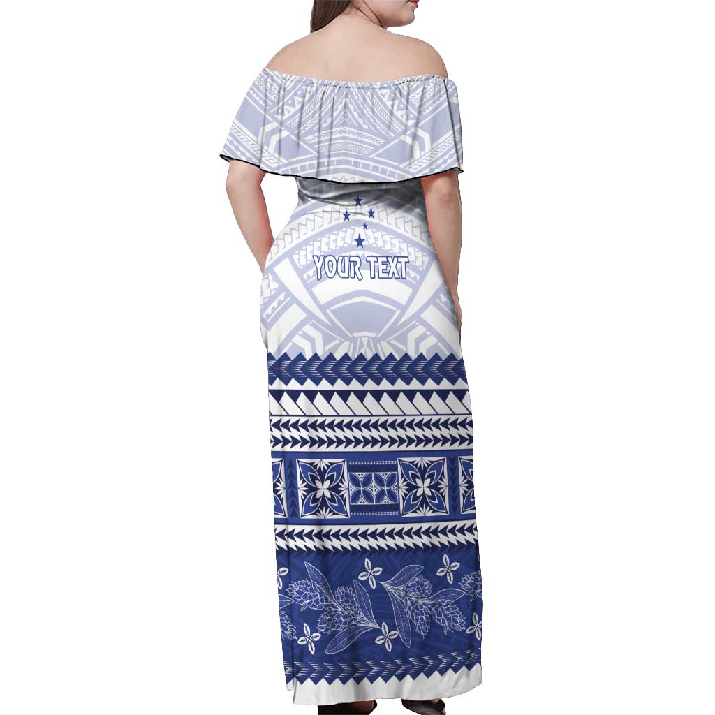 Personalised HRPP Samoa Siapo Off Shoulder Maxi Dress Teuila Flowers Samoan Pattern LT14 - Polynesian Pride