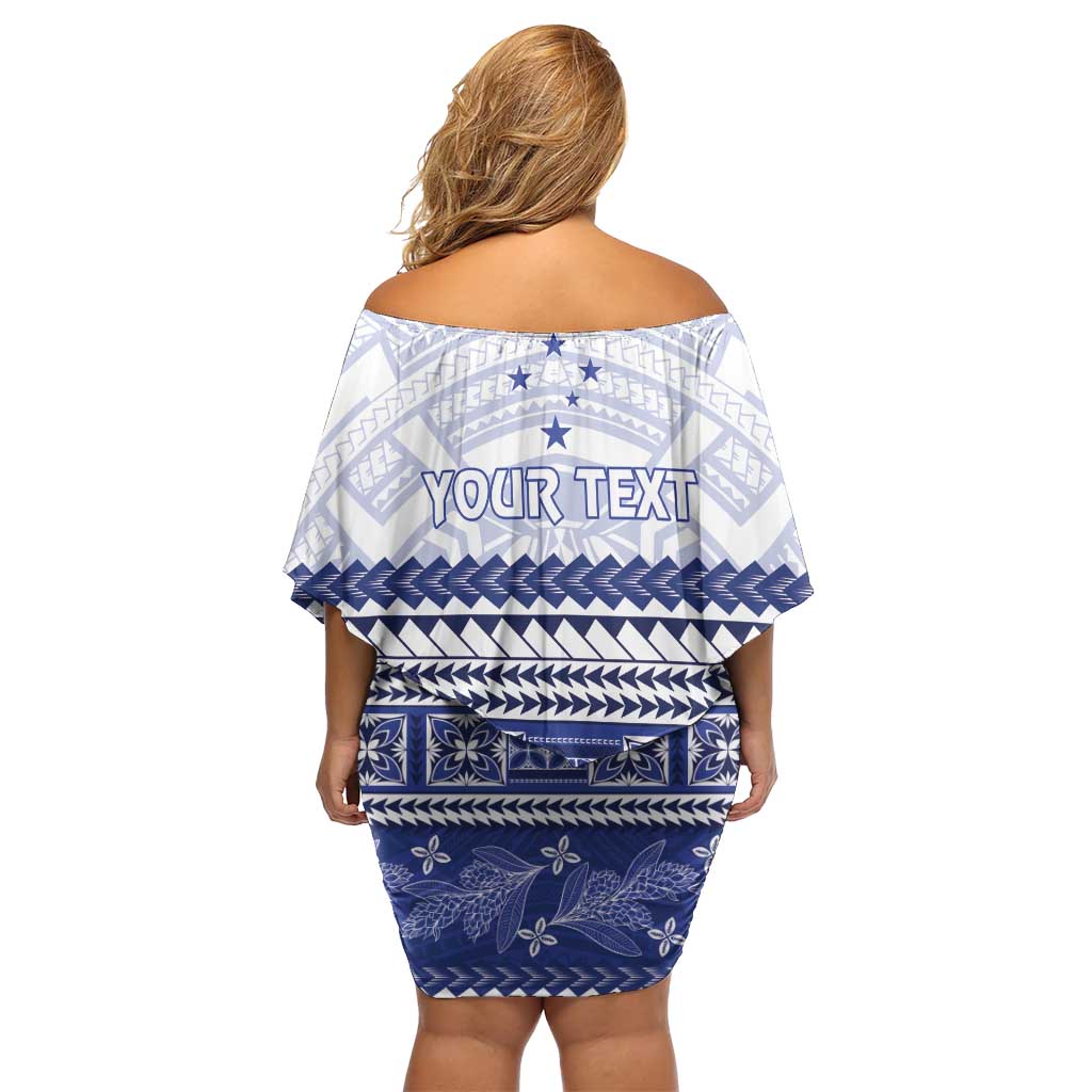 Personalised HRPP Samoa Siapo Off Shoulder Short Dress Teuila Flowers Samoan Pattern LT14 - Polynesian Pride