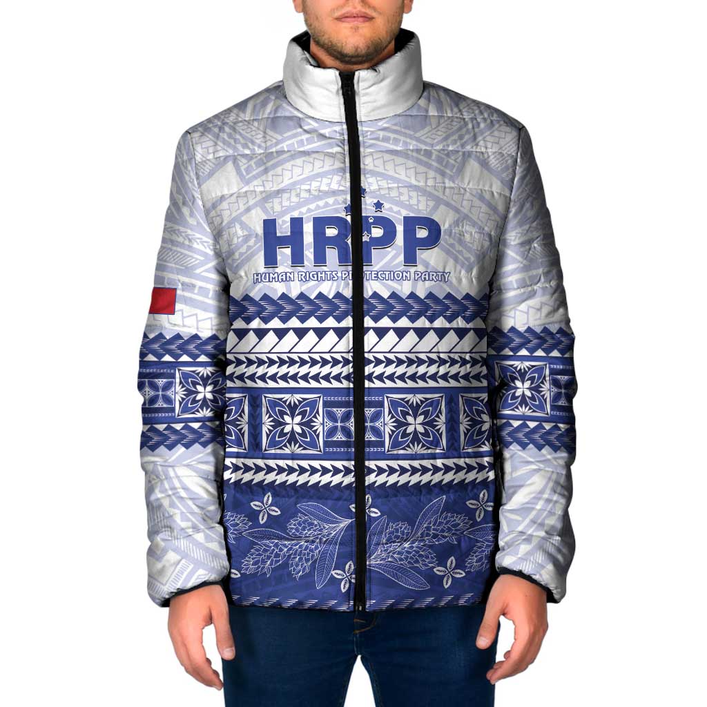 Personalised HRPP Samoa Siapo Padded Jacket Teuila Flowers Samoan Pattern - Polynesian Pride