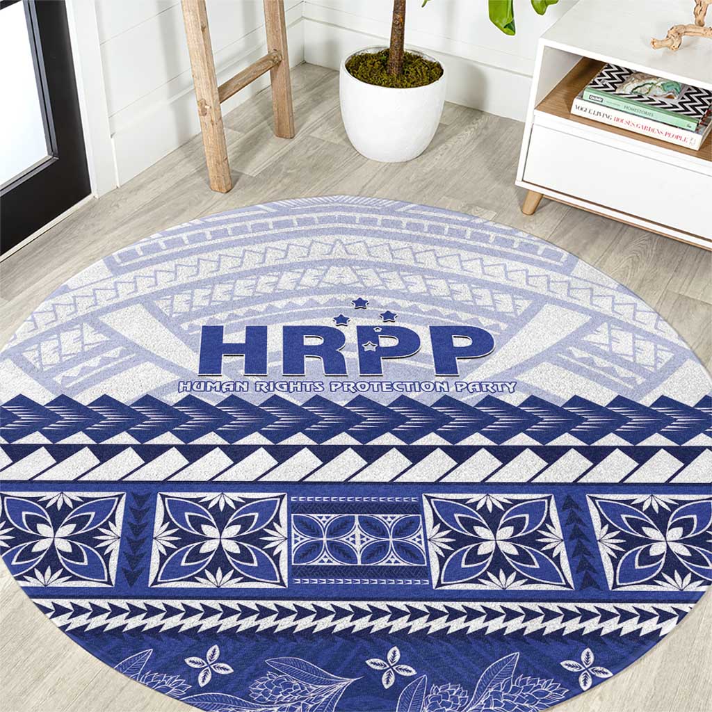 HRPP Samoa Siapo Round Carpet Teuila Flowers Samoan Pattern LT14 White - Polynesian Pride