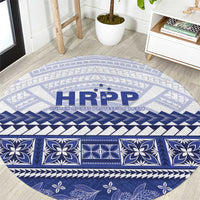 HRPP Samoa Siapo Round Carpet Teuila Flowers Samoan Pattern LT14 White - Polynesian Pride