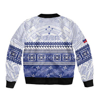 Personalised HRPP Samoa Siapo Sleeve Zip Bomber Jacket Teuila Flowers Samoan Pattern LT14 - Polynesian Pride