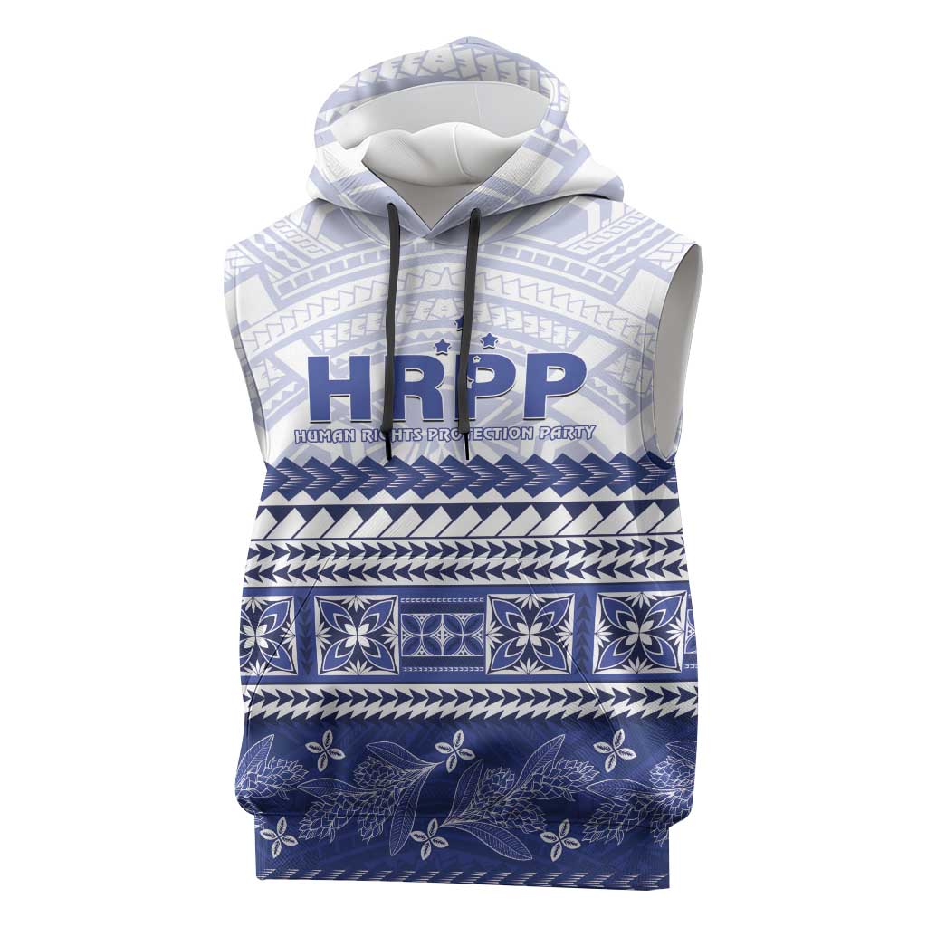 Personalised HRPP Samoa Siapo Sleeveless Hoodie Teuila Flowers Samoan Pattern - Polynesian Pride