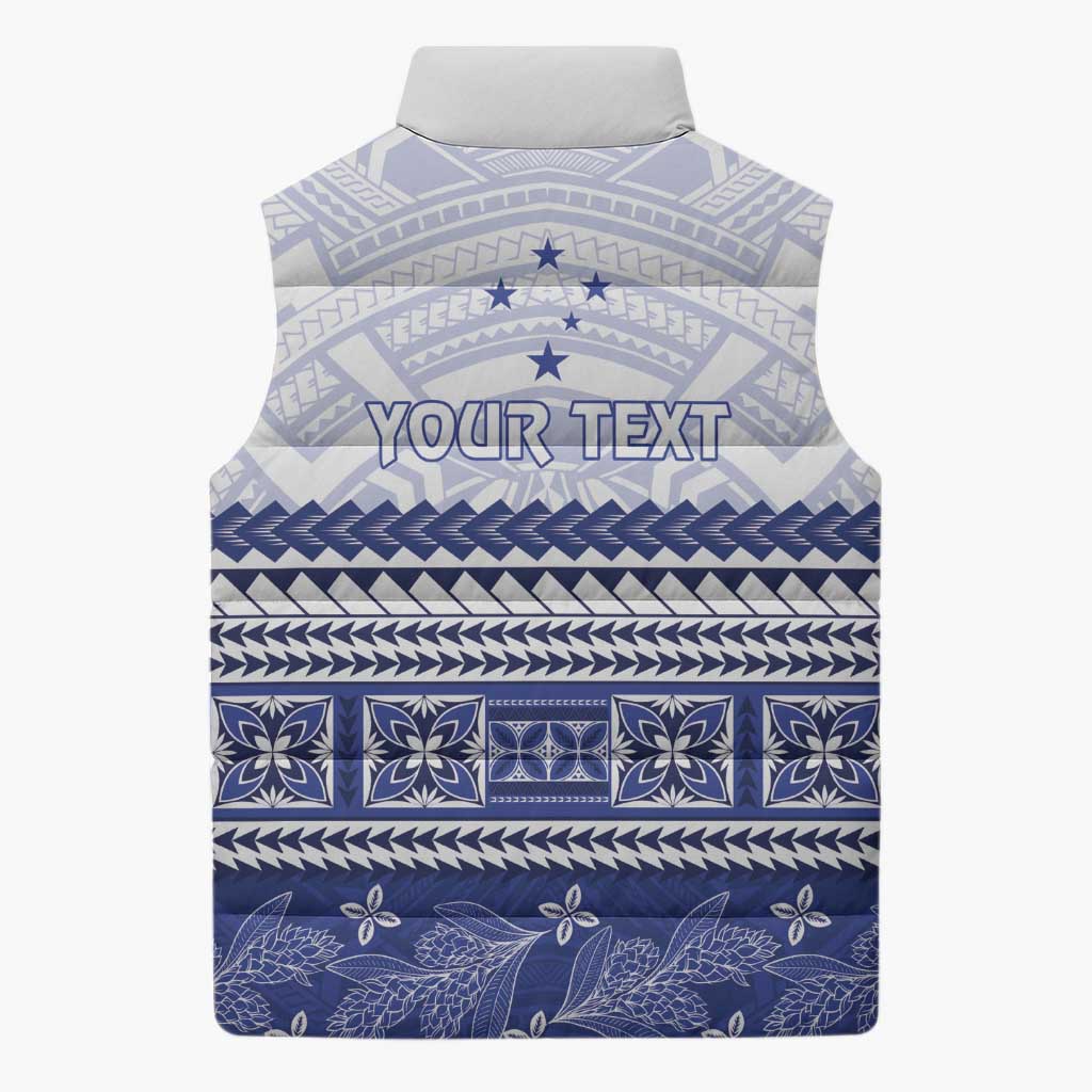 Personalised HRPP Samoa Siapo Sleeveless Puffer Jacket Teuila Flowers Samoan Pattern - Polynesian Pride