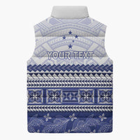 Personalised HRPP Samoa Siapo Sleeveless Puffer Jacket Teuila Flowers Samoan Pattern - Polynesian Pride