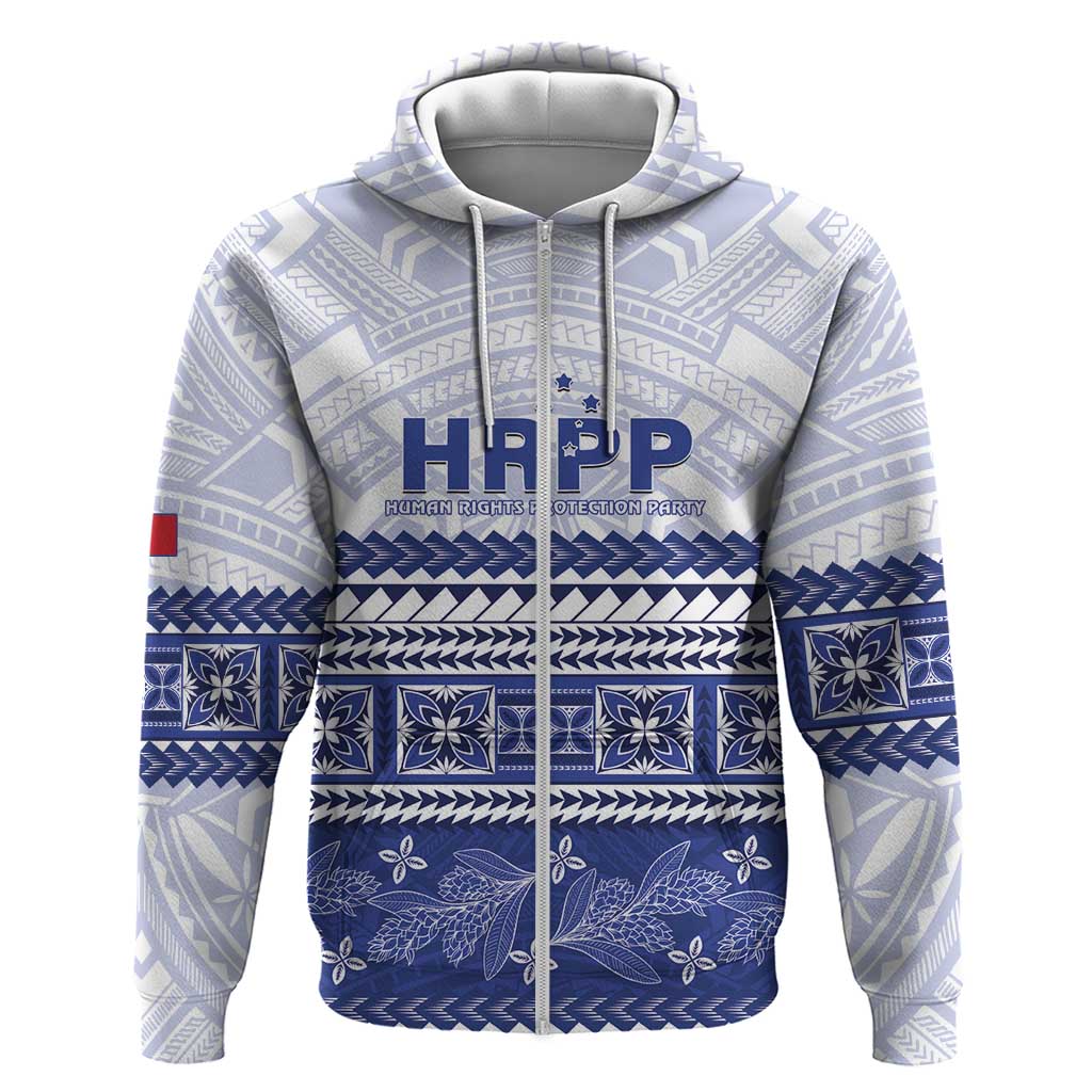 Personalised HRPP Samoa Siapo Zip Hoodie Teuila Flowers Samoan Pattern - Polynesian Pride