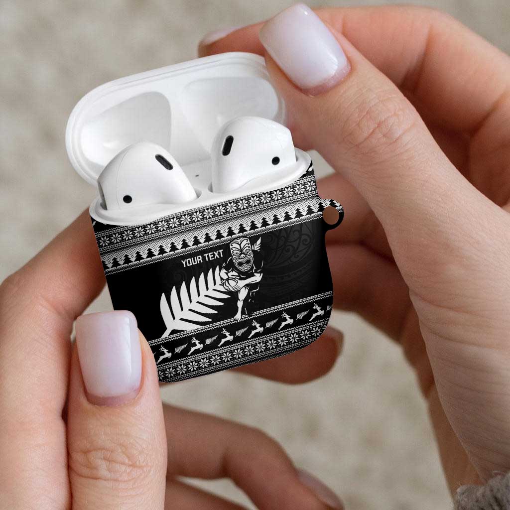 New Zealand Christmas Rugby Personalised AirPods Case Meri Kirihimete All Black Maori - Polynesian Pride