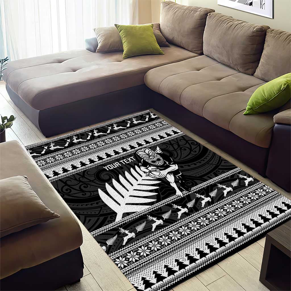 New Zealand Christmas Rugby Personalised Area Rug Meri Kirihimete All Black Maori LT14 - Polynesian Pride